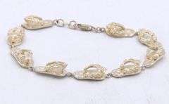 Vintage 925 sterling silver flip flop link bracelet