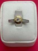 CERTIFIED BRAND NEW 14K WHITE AND YELLOW GOLD DIAMOND ENGAGEMENT RING