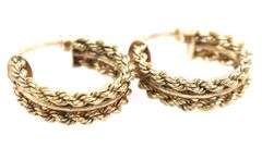 14kt Yellow gold Rope chain mini hoop