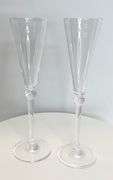 Two Exquisite Handblown Hartland Glass Flutes by Simon Pearce Master Glassblowers USA