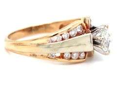 14kt Yellow gold 0.65ctw marquise and RBC diamond engagement ring