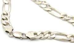 Heavy Vintage Italian 925 sterling silver Figaro chain necklace