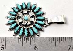Nathaniel and Rosemary Nez Needlepoint Turquoise Gemstone Pendant