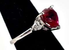 Red and White CZ Gemstone Ring in Sterling Silver