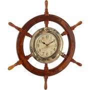 30" Nautical Wooden Ship Wheel Wall Clock