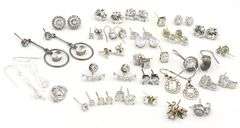Group lot of Vintage 925 sterling silver cubic zirconia earrings