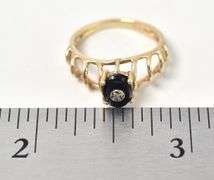 Splendid 10K Yellow Gold Black Onyx and Diamond Ring