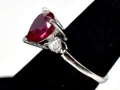 Red and White CZ Gemstone Ring in Sterling Silver