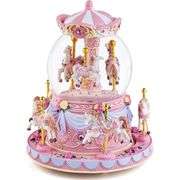 Carousel Horse Snow Globe Rotating Music Box