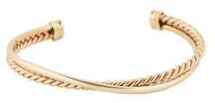 Cable Crossover Bar Cuff Bracelet in 14K