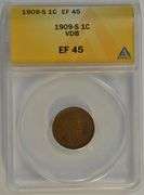 Rare Choice XF45 1909-S VDB Lincoln Cent, EF45
