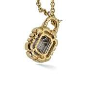 18k (750) Yello gola Lock Shape Pendant with Natural Diamond Illusion setting