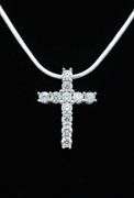 Sparkling 14 Kt White Gold Plated Simulated Diamond Cross Pendant