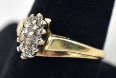 Heavenly 10K Yellow Gold Diamond Cluster Ring