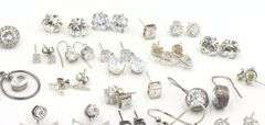 Group lot of Vintage 925 sterling silver cubic zirconia earrings