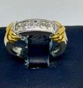 18K Two Tone Gold Princess Cut Diamond Ring