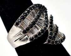 Black Spinel and CZ Gemstone Ring in Sterling Silver