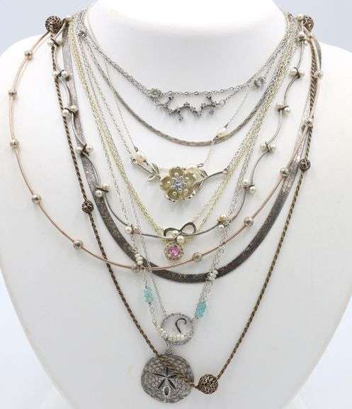 Group lot of 13 Vintage 925 sterling silver necklaces