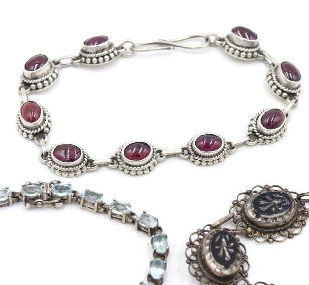 Group lot of 3 Vintage 925 sterling silver bracelets
