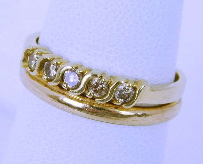 14K Diamond Band & 14K Wedding Band