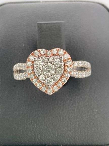 CERTIFIED 14K WHITE AND ROSE GOLD DIAMOND RING