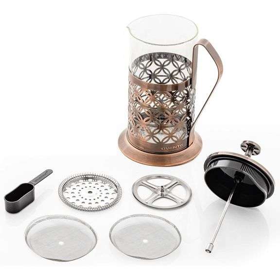 French Press Coffee Maker Glass & Stainless Steel