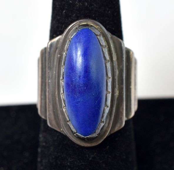 Oval Lapis Lazuli ring in Sterling Silver 14.6grams Size 8 1/4