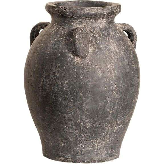 Handmade Black Terracotta Vase with Three Ears