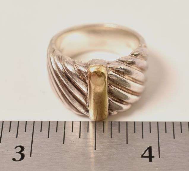 Wide Band Ring with 18k Gold accent in Sterling Silver 15.6grams Size 6 3/4