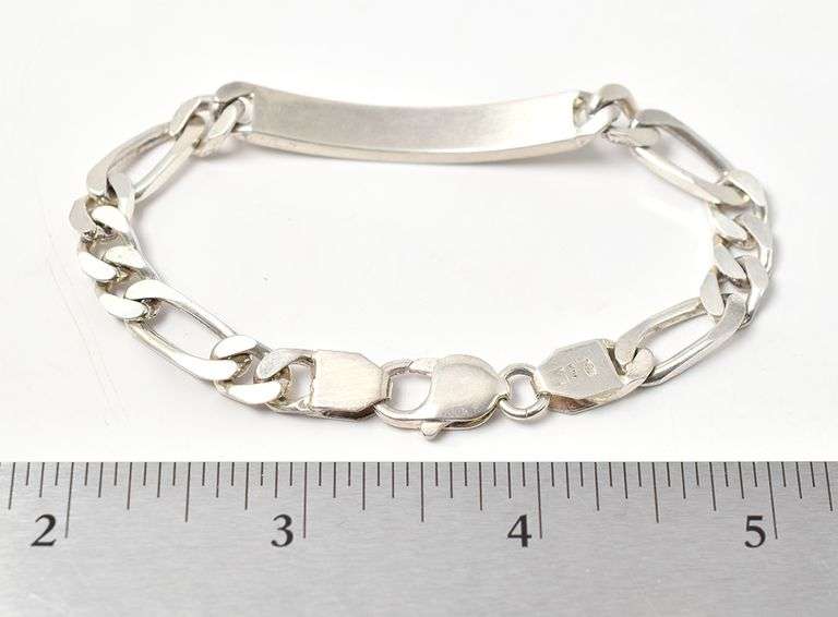 Blank Plate Chain Bracelets in Sterling Silver 23.1grams