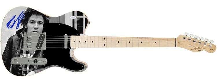 Bruce Springsteen Autographed Fender Signed Custom Graphics Photo Guitar ACOA