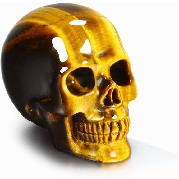 Gold Tiger Eye Hand-Carved Gemstone Skull