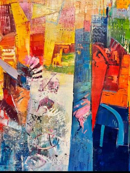 Expansive Colorful Abstract Acrylic Cityscape