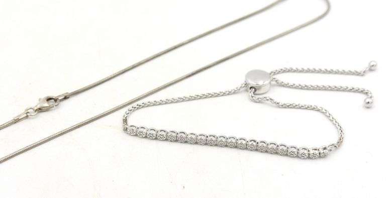 Group lot of Vintage 925 sterling silver chain necklace and bracelet