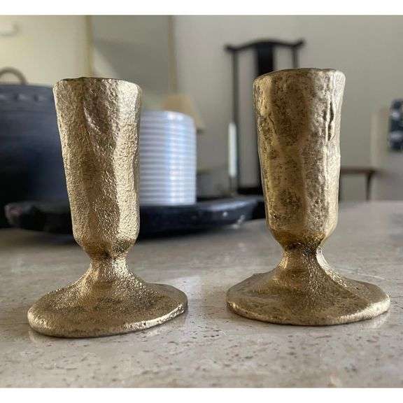 2 Handcrafted Brass Taper Candle Holders