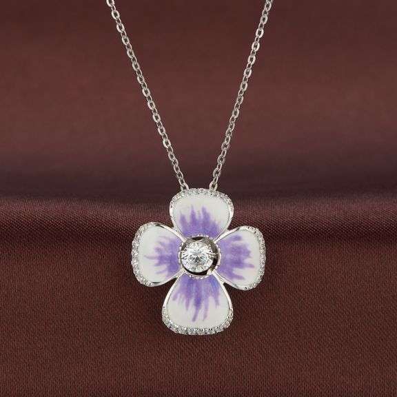 Beautiful Enamel center dancing stone Necklace