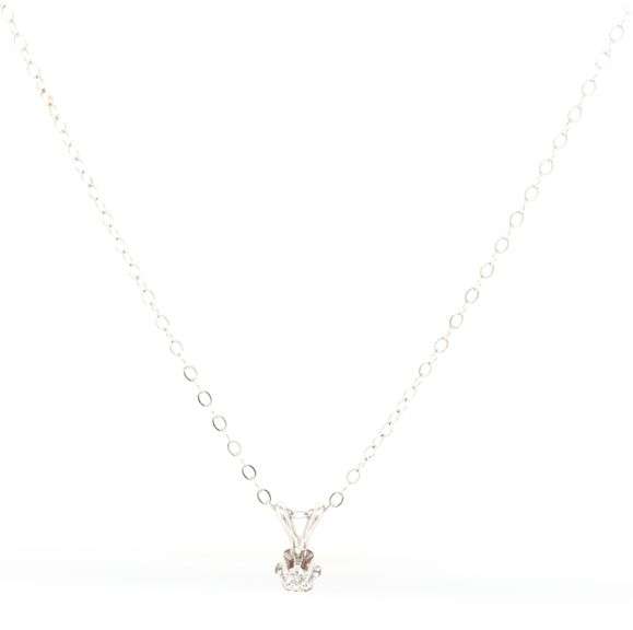 14kt White gold diamond pendant on chain necklace
