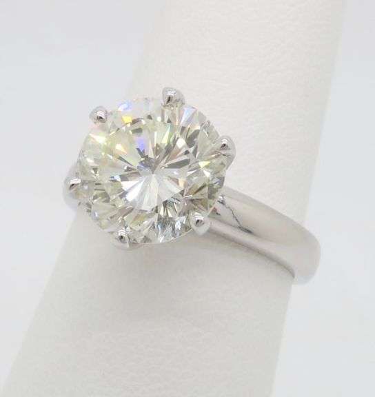 GIA Certified 3.97CT Earth Mined Diamond Solitaire Ring