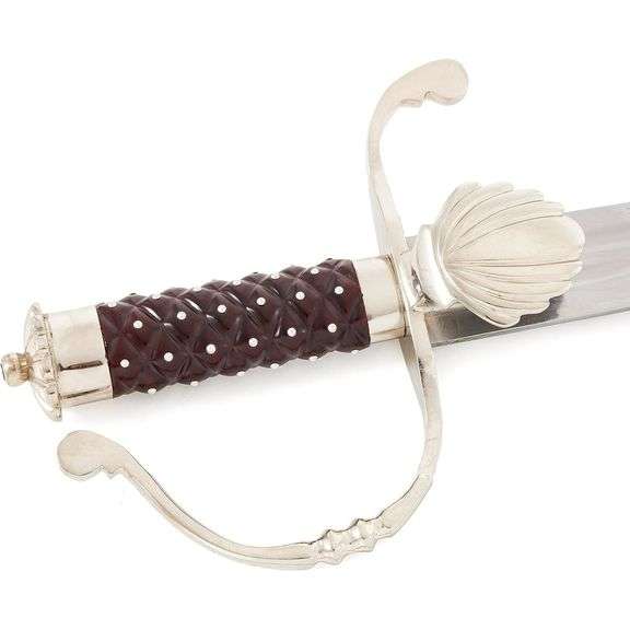 16th Century Style Hunting Sword Rosewood Handle w/ Leather Scabbard