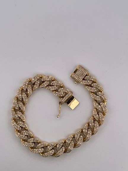 CERTIFIED BRAND NEW 18KT YELLOW GOLD CUBAN LINK BRACELET WITH 7.20 CARATS OF DIAMONDS