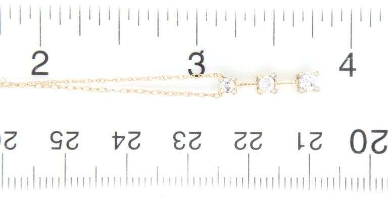 10kt Yellow gold 0.20ctw 3 stone diamond bar pendant on chain