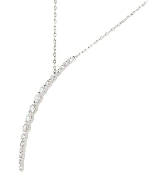 New 0.34ctw Diamond Graduated Curved Line Pendant Necklace in 14K