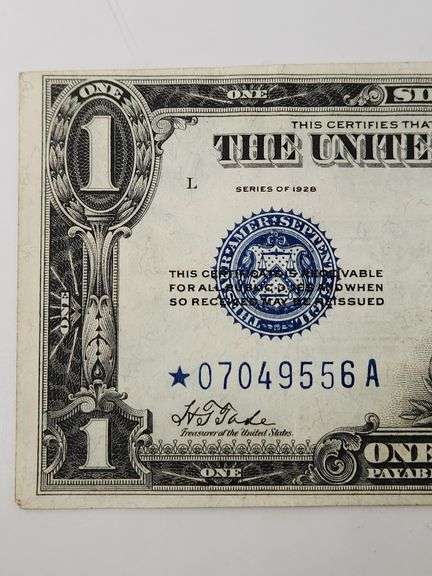 1928 $1 Silver Certificate (Funnyback)  Star Note