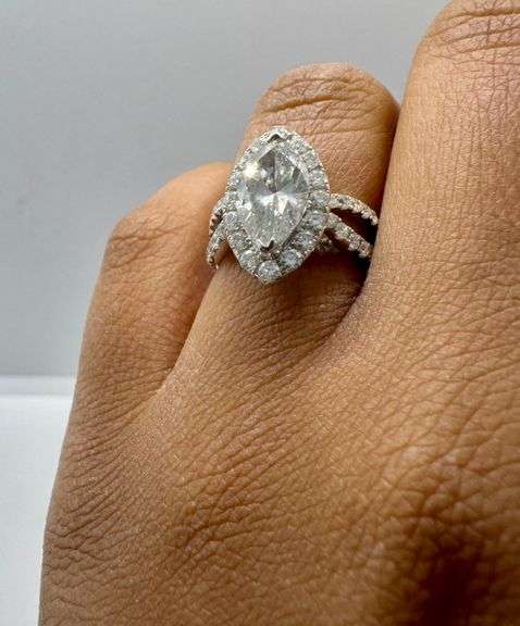 14K White Gold Marquise Cut Diamond Ring