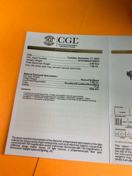 CERTIFIED 14K WHITE GOLD DIAMOND RING