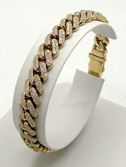 10k Gold Diamond Curb Chain Bracelet