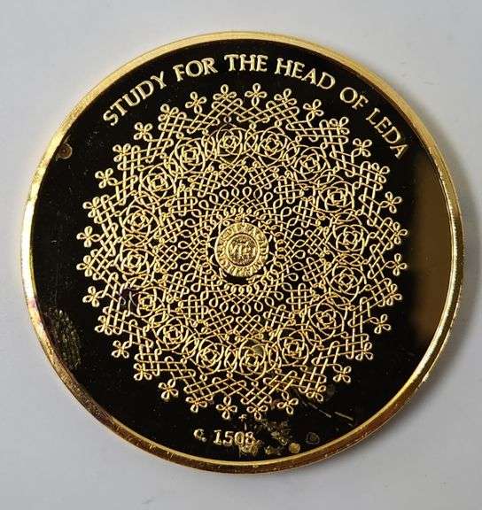 "Lot of 4" Leonardo Da Vinci 24k Gold Electroplate Sterling Silver Medals