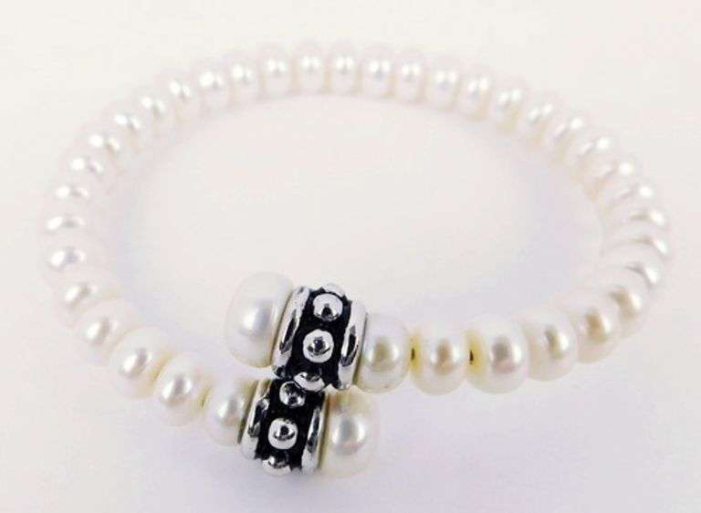Sterling Silver Cuff & Pearl Bracelet