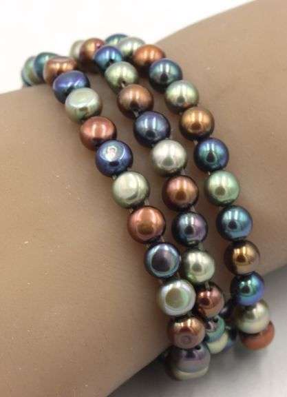 Lot of 3 Honora multi color pearl bracelets