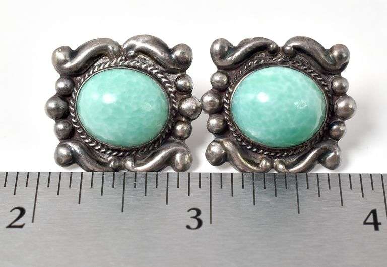 Clip on Dyed Quartz Earrings in Sterling Silver 8.4grams